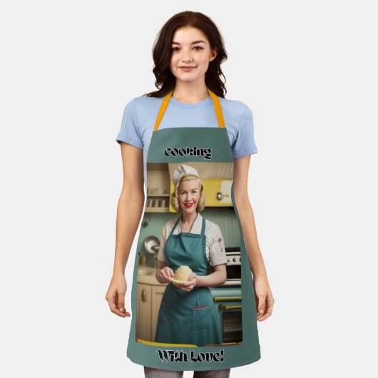 Kochen mit Liebe Blau Erwachsener Schürze Gelb Str (Getragen)