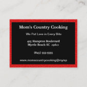 Kochen mit Liebe Business Card Telefonnummerkarte (Rückseite)