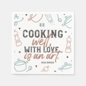 Kochen mit Liebe Typografie Serviette (Vorderseite)