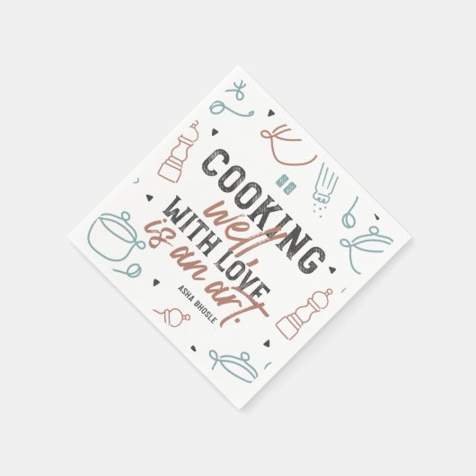 Kochen mit Liebe Typografie Serviette (Ecke)