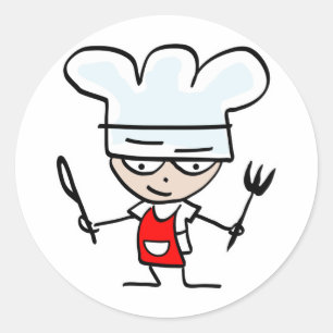 Kochen mit lustigem Cartoon - Humorisches Design Runder Aufkleber