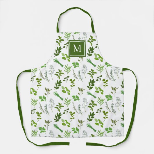 Kochen Mit Monogramm Gartenkräuter Schürze (Vorderseite)