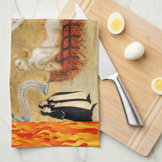 Kochen mit St. Lawrence von Rom (M 022) Geschirrtuch (Viertel Falte)