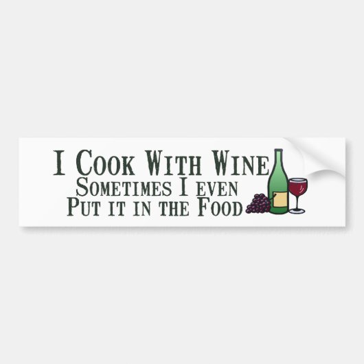 Kochen mit Wein Autoaufkleber (Vorne)