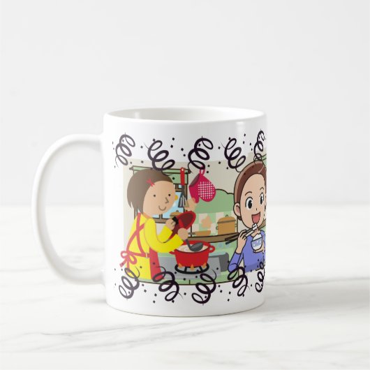 Kochen Mutter Son Happy Mahlzeit Kaffeetasse (Links)