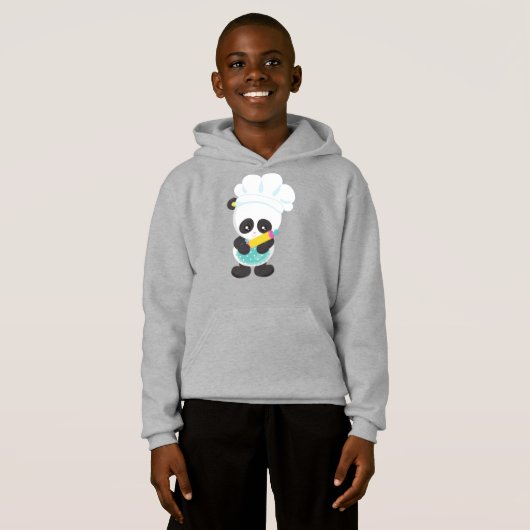 Kochen Panda, Backpanda, Schürze, Rolling Button Hoodie (Vorne ganz)