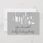 Kochen Party Koch Golden Kitchen Grau Silver Einladung (Vorderseite)