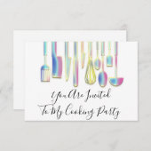 Kochen Party Koch Golden Kitchen Weißer Holograph Einladung (Vorne/Hinten)