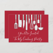 Kochen Party Koch Küche Weiß Grau Grau Einladung (Vorne/Hinten)