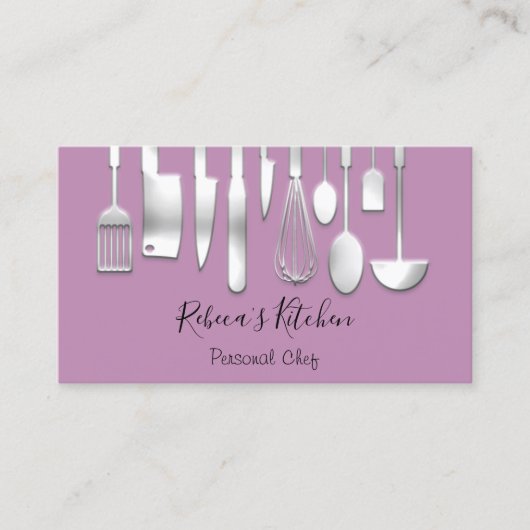 Kochen Personal Koch Restaurant Lila Visitenkarte (Vorderseite)