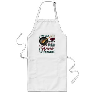 Kochen Sie, ich trinke Wein #Teamwork - Wein Lover Lange Schürze