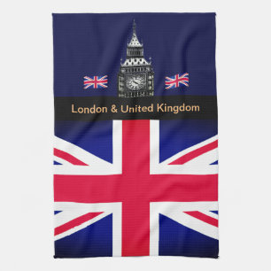 Kochen UK & Britische Flagge, Big Ben London, Köch Geschirrtuch