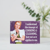 Kochen und Reinigen Postkarte (Stehend Vorderseite)