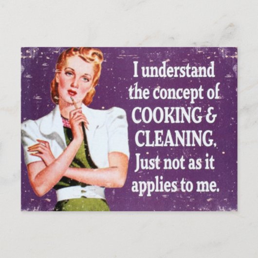 Kochen und Reinigen Postkarte (Vorderseite)