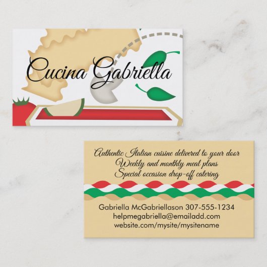 Kochen vegetarisches Gemüse lasagna Lebensmittel B Visitenkarte (Vorne/Hinten)