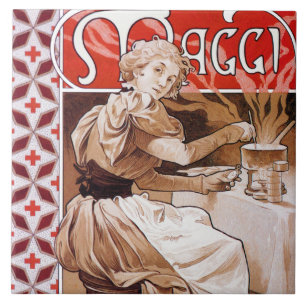 Kochen von Frauen, Alphonse Mucha Fliese