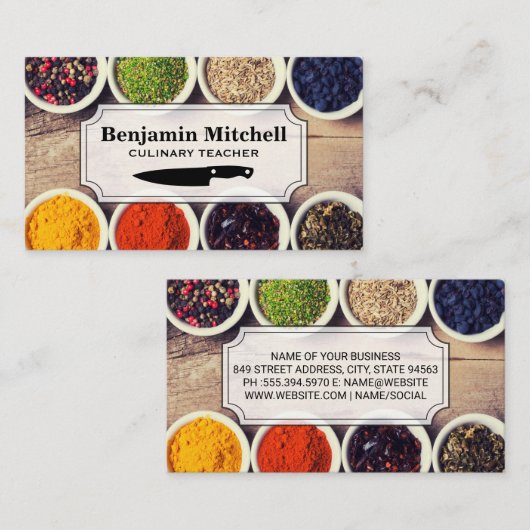 Kochen von Gewürzen Visitenkarte (Vorne/Hinten)