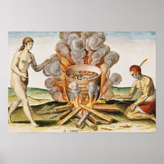 Kochen von Speisen in Terracotta Pot Poster (Vorne)