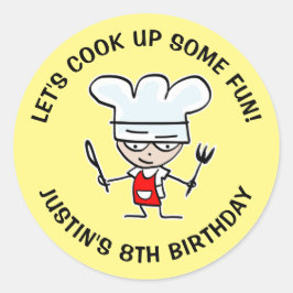 Kochen wir ein paar lustige Kinder, die Geburtstag Runder Aufkleber