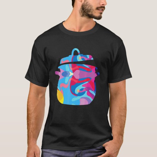 Kochend Kochen Chef Farbig Grafisch T-Shirt (Vorderseite)