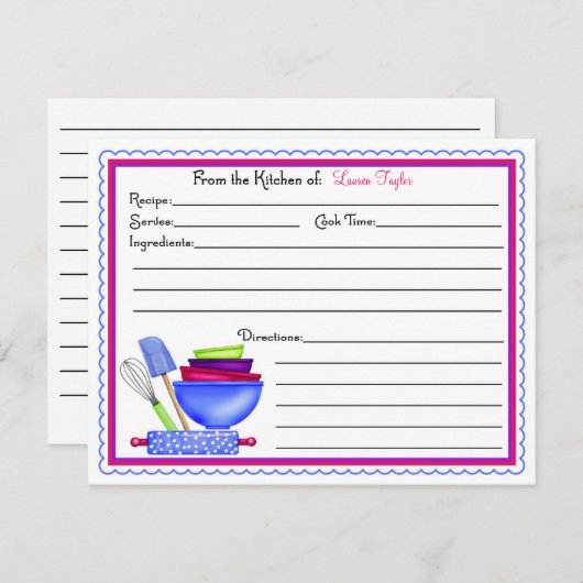 Kochgeschirr Kochkunstkarten (Vorne/Hinten)