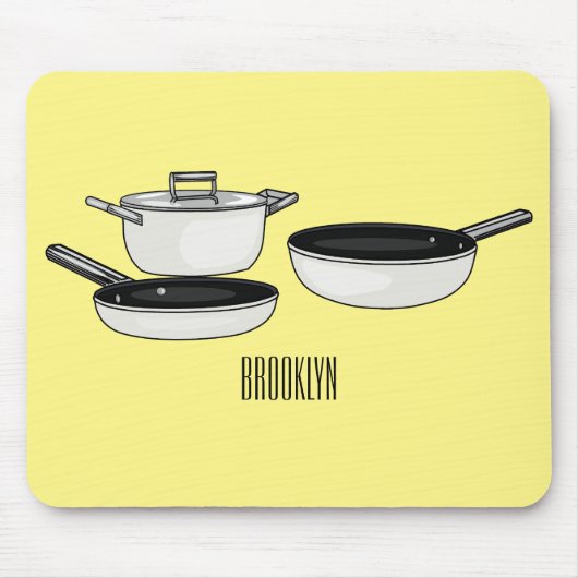 Kochgeschirr-Sets Cartoon-Illustration Mousepad (Vorne)