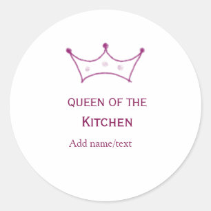 Köchin der Küche Mauve Krone Koch Chef Name Runder Aufkleber