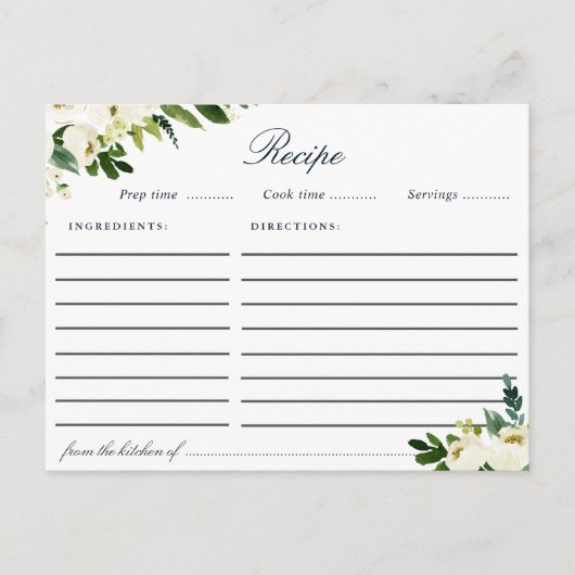 Kochkarte für Weißblumenfresken Postkarte (Vorderseite)