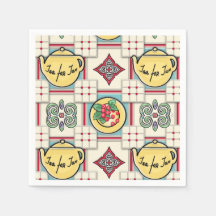 Kochmuster mit gelben Teekannen aus den 40er Jahre