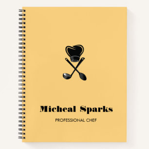 Kochmütze und Löffel Silhouette beige Notizblock