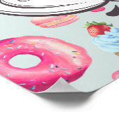 Kochnische mit Donuts Macarons und Cupcakes Poster (Ecke)