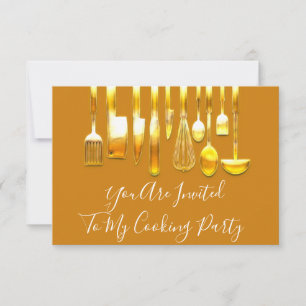 Kochparty Chef Goldene Küche Gold Honig Einladung