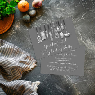 Kochparty Chef Küche Weiß Grau Silber Einladung