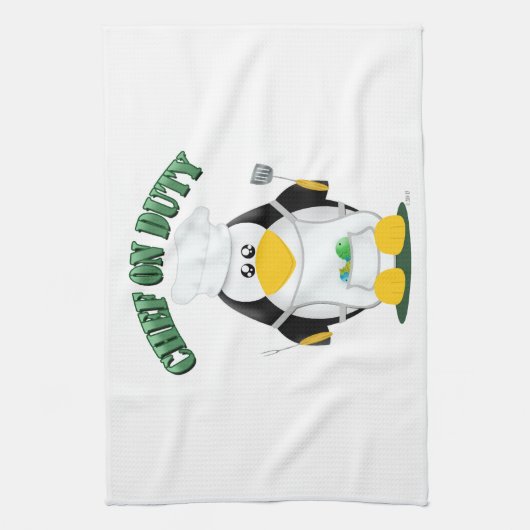 KochPenguin im Dienst Geschirrtuch (Vertikal)