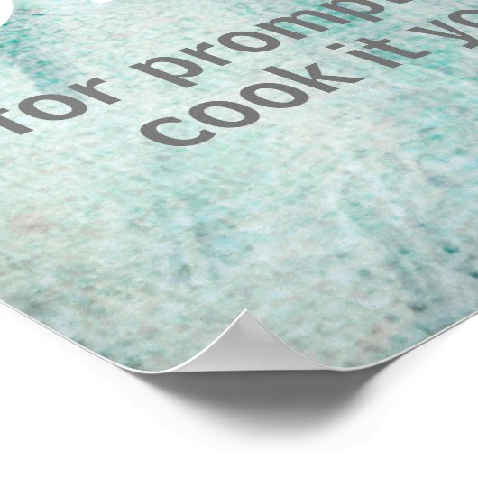 Kochplakat kochen Sie selbst Poster (Ecke)