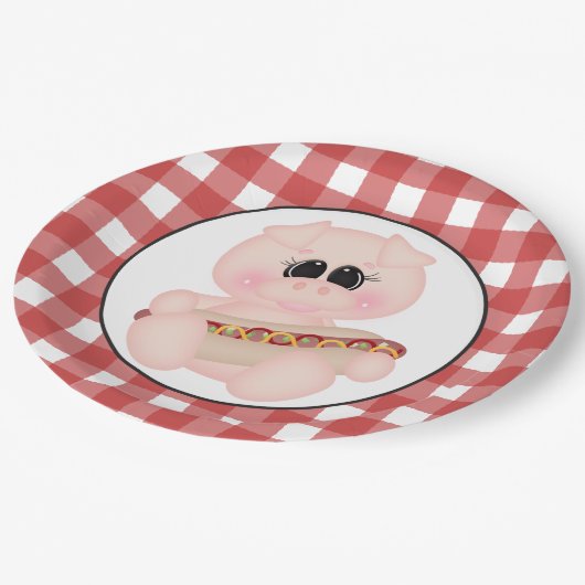 Kochplatte Pig Hotdog Pappteller (Schrägansicht)