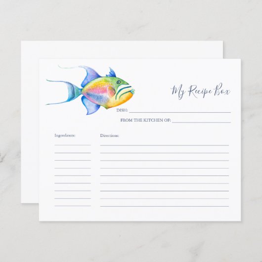Kochrezepte Karten farbenfroh tropische Fische (Vorne/Hinten)