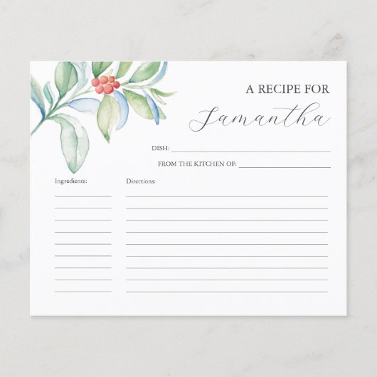 Kochrezepte Karten Wasserfarben Weihnachten (Vorderseite)