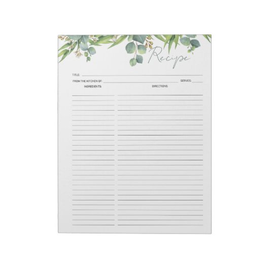 Kochrezepte Wasserfarbene Blätter Notepad Notizblock (Rotiert)