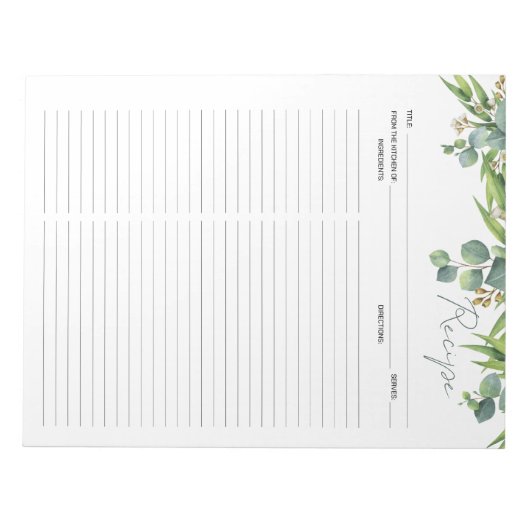Kochrezepte Wasserfarbene Blätter Notepad Notizblock (Vorderseite)