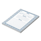 Kochrezeptur mit Rahmen aus heiligen Motiv-blauen  Notizblock (Rotiert)