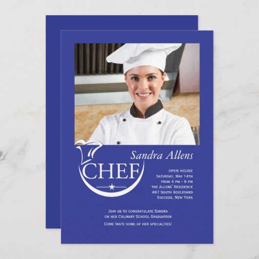 Kochs-Abschluss-Foto-Einladung Einladung (Vorne/Hinten)