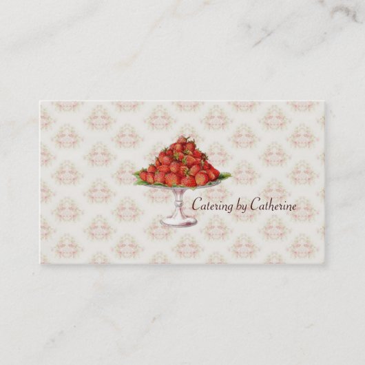 Kochs-Catering-ErdbeerVintages rosa Geschäft Visitenkarte (Vorderseite)