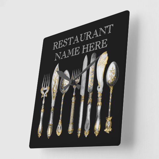 Kochs-Catering-Geschäftstischbesteck Quadratische Wanduhr (Winkel)