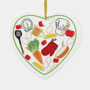 Kochs-Herz-Verzierung Keramik Ornament
