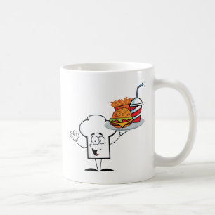 Kochs-Hut-Charakter-Halter-Platte des Hamburgers Kaffeetasse