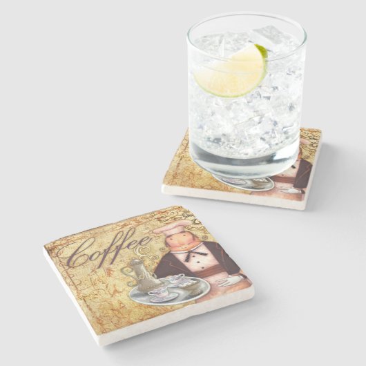 Kochs-Kaffee Steinuntersetzer (Seitenansicht)