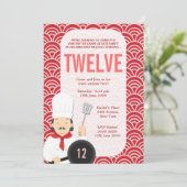 Kochs-Küchen-Geburtstag kochend, laden Sie ein Einladung (Stehend Vorderseite)