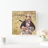 Kochs-Nachtisch Quadratische Wanduhr (Zuhause)