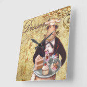 Kochs-Nachtisch Quadratische Wanduhr (Winkel)